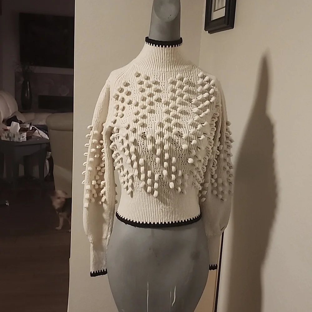 BCBGMaxazria Women's Popcorn Stitch Turtleneck Sweater - Picture 3 of 7